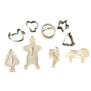 Vintage set of 9 Assorted Metal Cookie Cutters